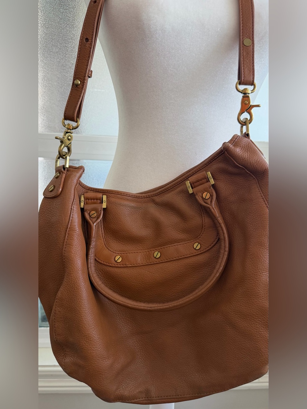 Tory Burch Tan Leather Hobo Bag with Gold Hardware